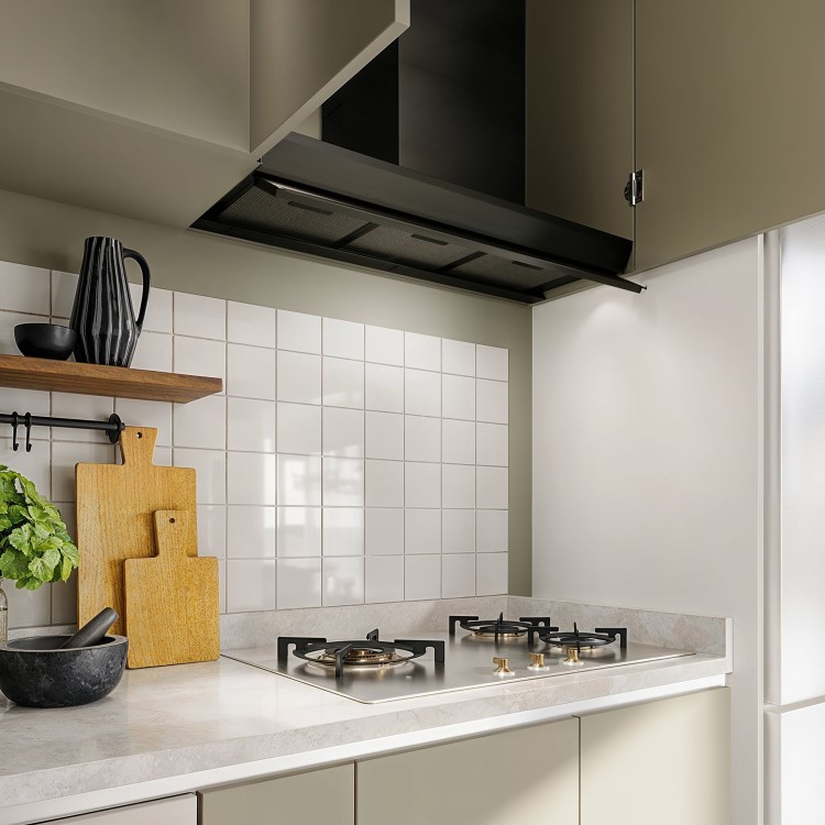 electriQ 90cm Integrated Cooker Hood with Gesture Control - Black