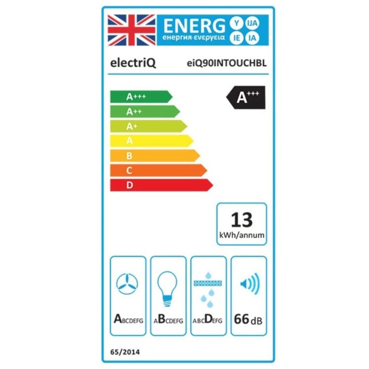Refurbished electriQ eiQ90INTOUCHBL 90cm Integrated Cooker Hood with Gesture Control Black