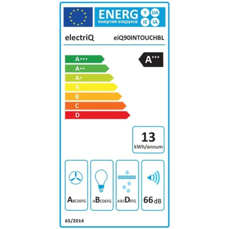 Refurbished electriQ eiQ90INTOUCHBL 90cm Integrated Cooker Hood with Gesture Control Black