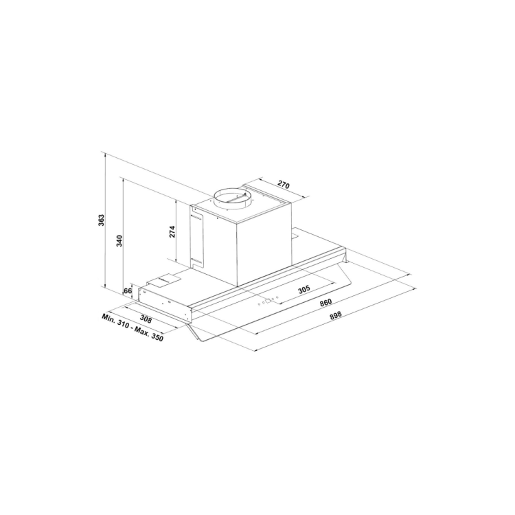 electriQ 90cm Integrated Cooker Hood with Gesture Control - Black