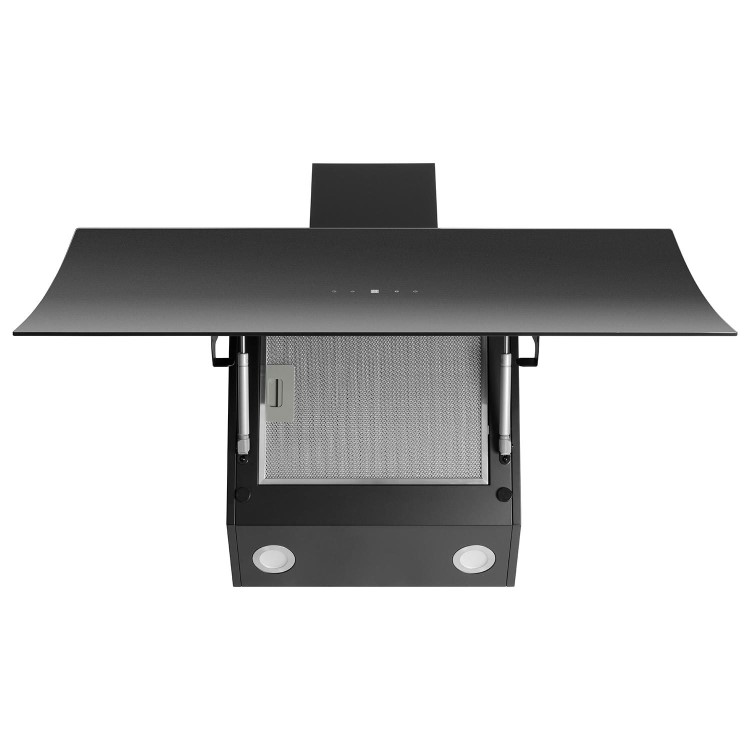 electriQ 90cm Curved Angled Hood with Touch Control - Black - A+ for energy