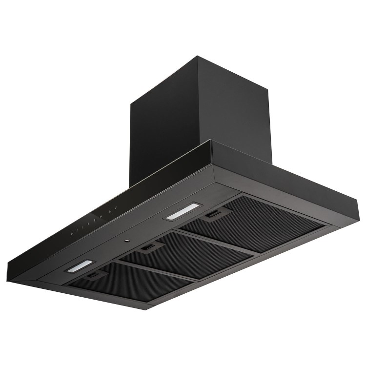 Refurbished electriQ eiQ90TOUCHSLIMBKHE 90cm Slimline Chimney Hood with Hob to Hood Connection Black