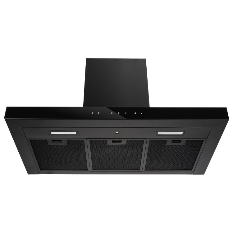 Refurbished electriQ eiQ90TOUCHSLIMBKHE 90cm Slimline Chimney Hood with Hob to Hood Connection Black