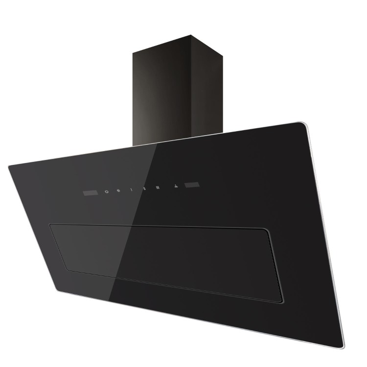 electriQ 90cm Angled Chimney Cooker Hood with Front Filter - Black