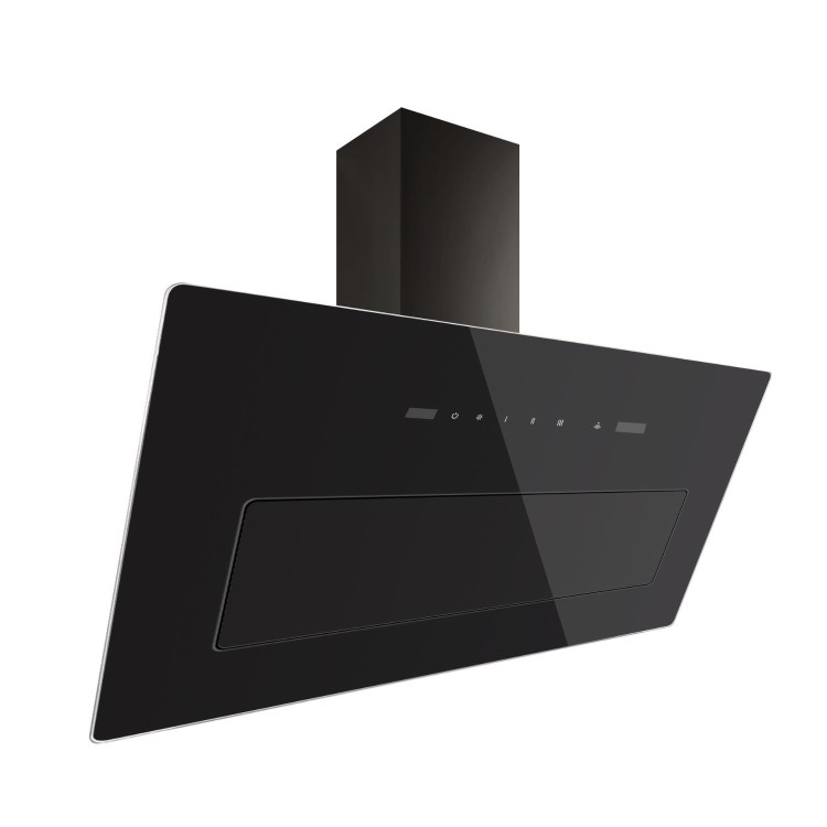 electriQ 90cm Angled Chimney Cooker Hood with Front Filter - Black
