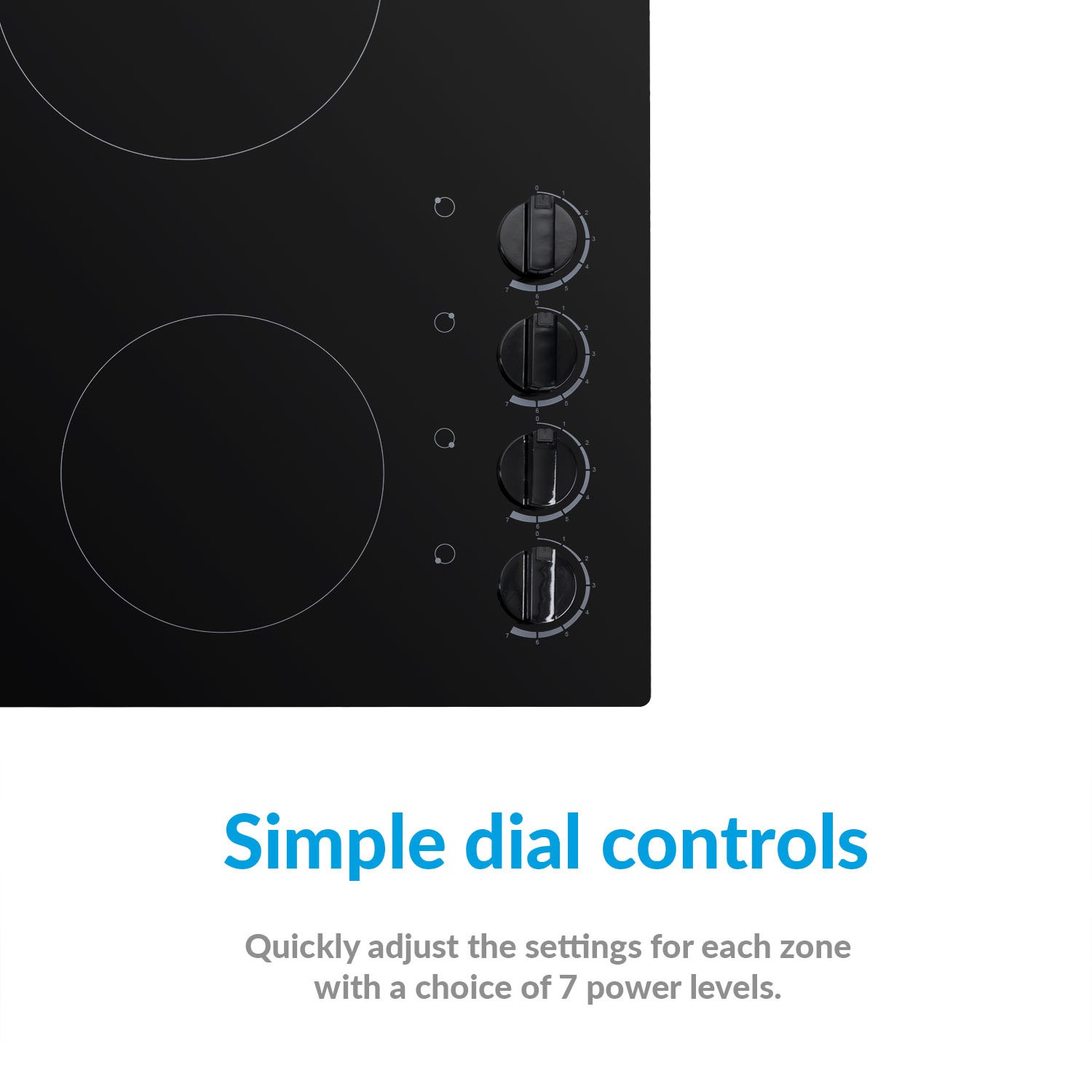electriQ 60cm 4 Zone Ceramic Hob with Knob Controls eiqc60kv3