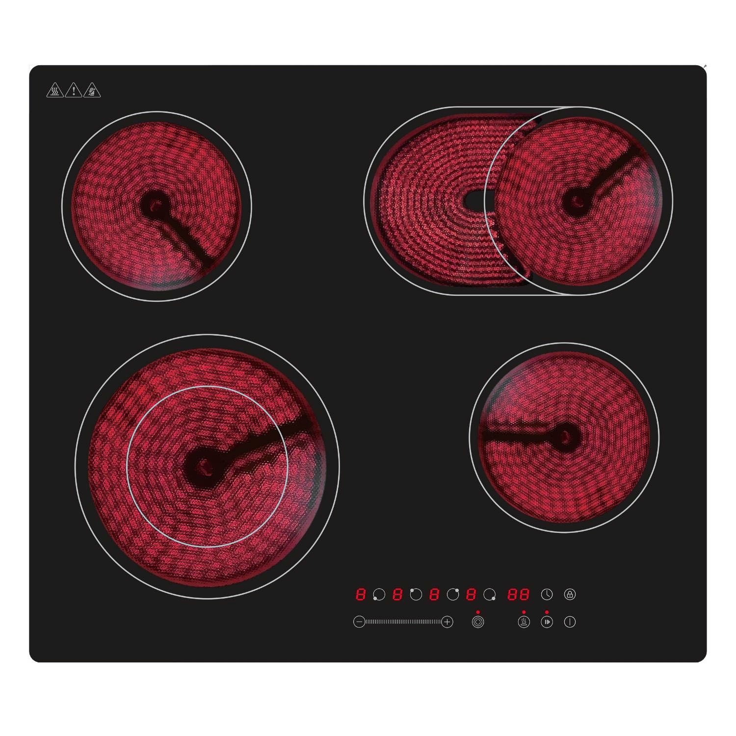 60cm 4 Zone Ceramic Hob Extended Zone
