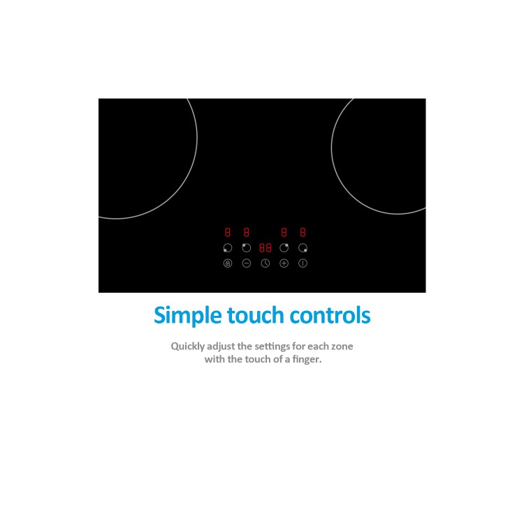 Refurbished electriQ eiQC60TOUCH 60cm 4 Zone Touch Control Ceramic Hob Black