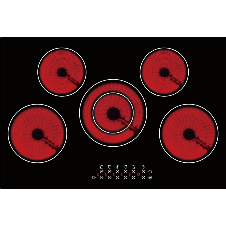 GRADE A1 - electriQ 77cm 5 Zone Touch Control Ceramic Hob
