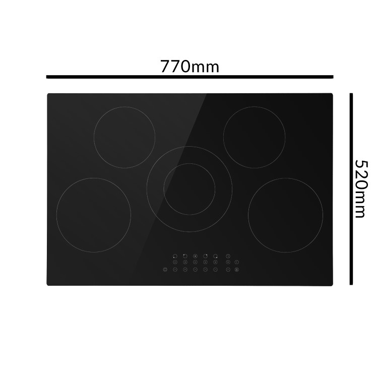 GRADE A1 - electriQ 77cm 5 Zone Touch Control Ceramic Hob