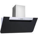 electriQ 90cm Angled Cooker Hood - Black Glass and Stainless Steel