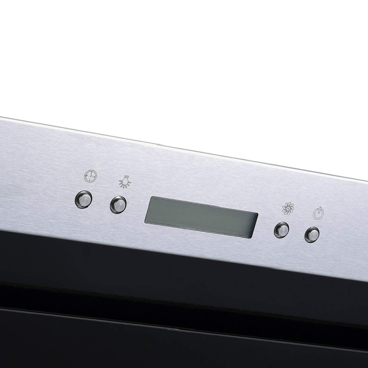 electriQ 90cm Angled Cooker Hood - Black Glass and Stainless Steel