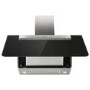 Refurbished electriQ eiQCHB90BHE 90cm Angled Cooker Hood with Optional Chimney Black Glass and Stainless Steel