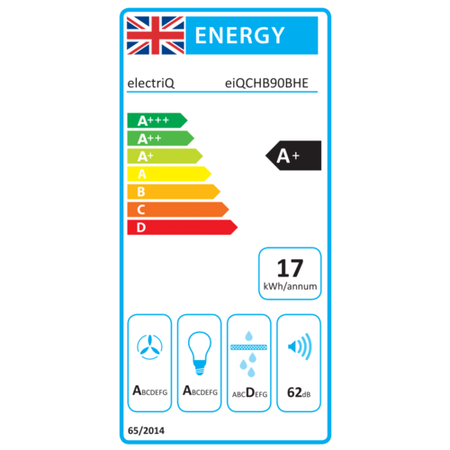 electriQ 90cm Angled Cooker Hood - Black Glass and Stainless Steel