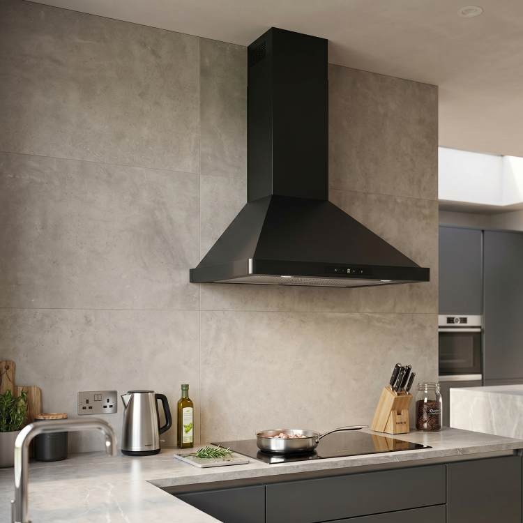 electriQ 60cm Traditional Chimney Hood with Touch Control - Black