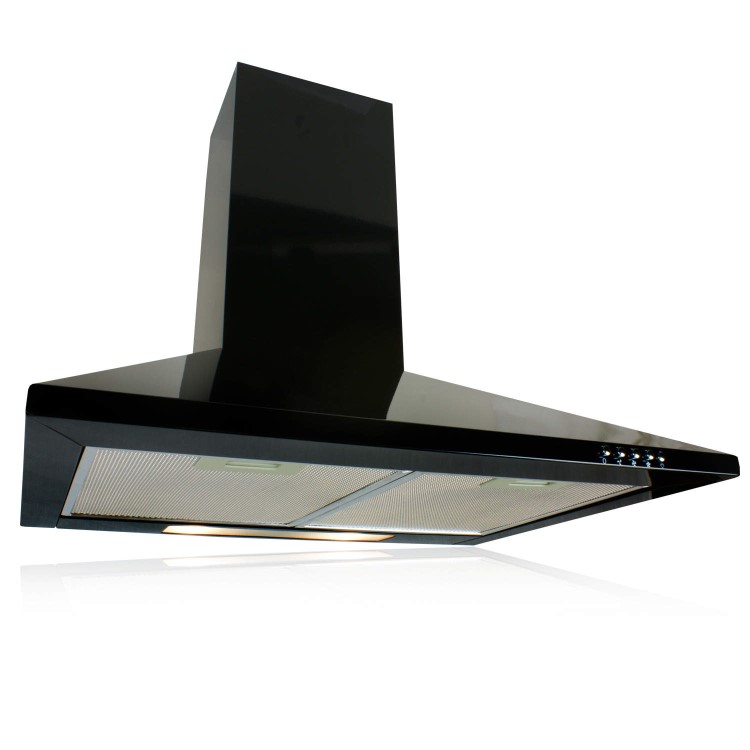 electriQ 60cm Traditional Chimney Cooker Hood in Satin Black