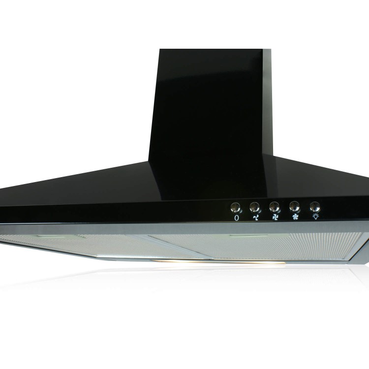 electriQ 60cm Traditional Chimney Cooker Hood in Satin Black