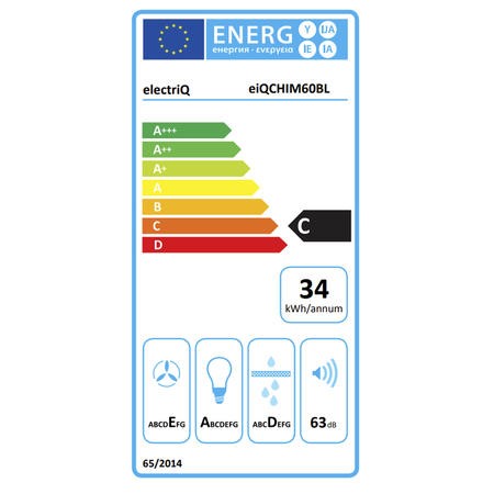 electriQ 60cm Traditional Chimney Cooker Hood - Black eiQCHIM60BL