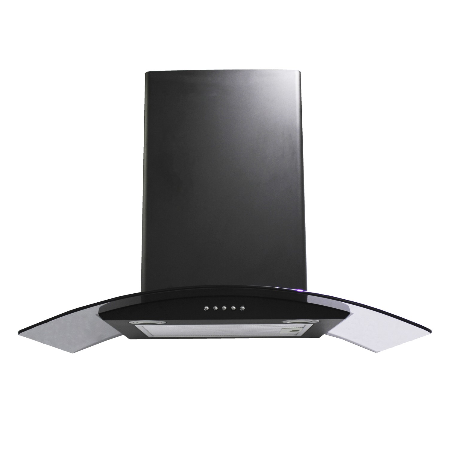 Refurbished electriQ eiQCURV70BL 70cm Curved Glass Chimney Cooker Hood Black