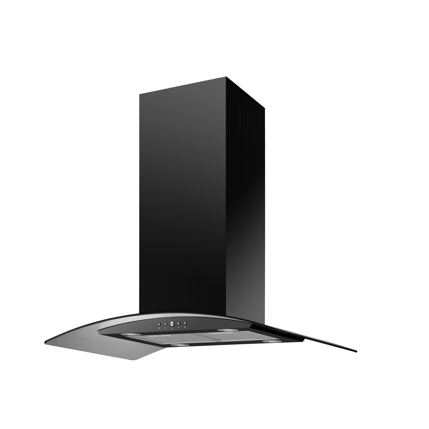90cm Curved Glass Island Cooker Hood Black