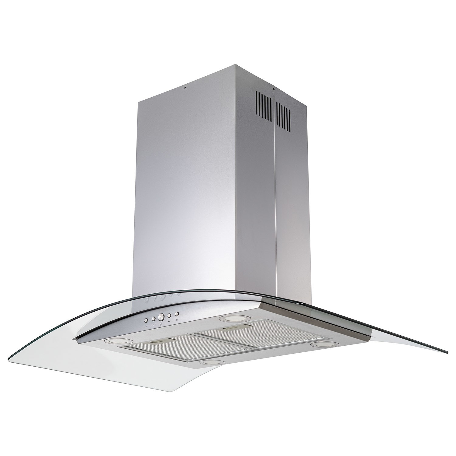 electriQ 90cm Curved Glass Island Cooker Hood Stainless Steel