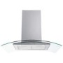 Refurbished electriQ eiQCURVISL90SS 90cm Curved Glass Island Cooker Hood Stainless Steel