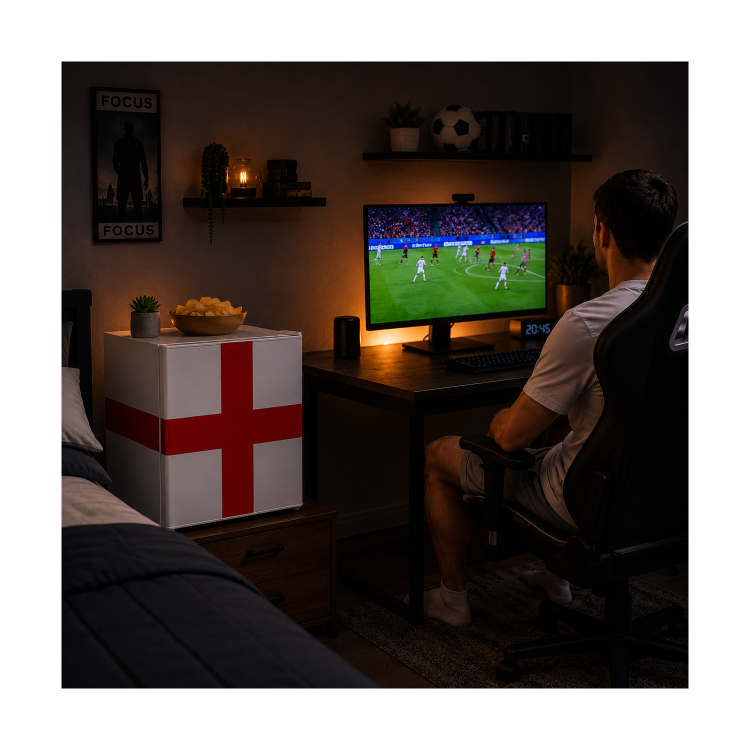 electriQ 48 Litre Drinks Fridge – England Flag Design