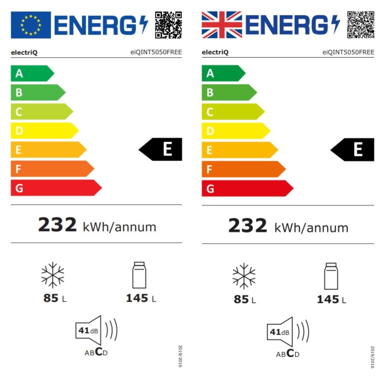 electriQ 230 Litre 50/50 Integrated Fridge Freezer - White