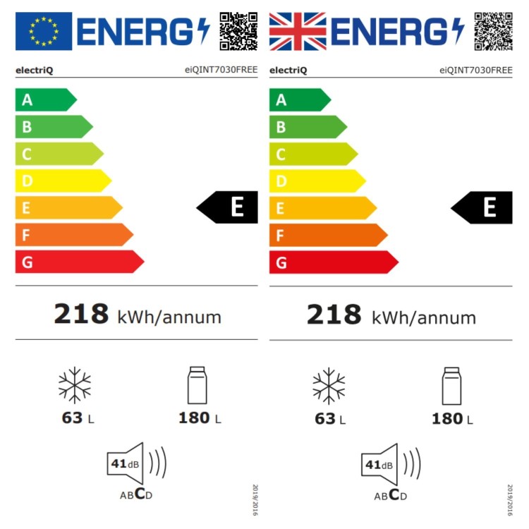electriQ 243 Litre Frost Free 70/30 Integrated Fridge Freezer - White