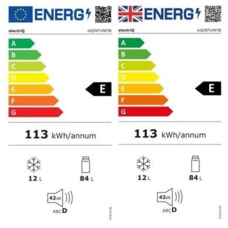 electriQ 96L Integrated Under Counter Fridge with Ice Box