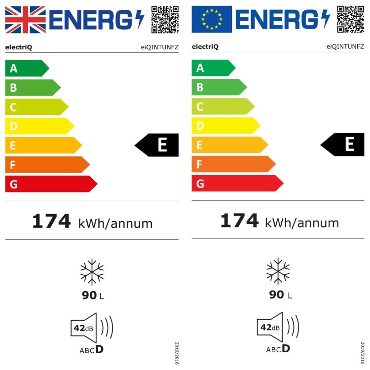 electriQ 90L Integrated Under Counter Freezer