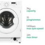 electriQ 7kg 1400rpm Integrated Washing Machine - White