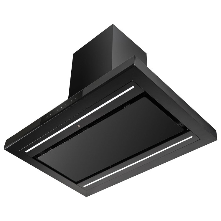 electriQ 90cm Island Hood with Hob to Hood Connection – Black
