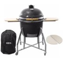 eiQKINGEGG Boss Grill King Egg - 27 Inch Ceramic Kamado Style Charcoal Smoker BBQ Grill