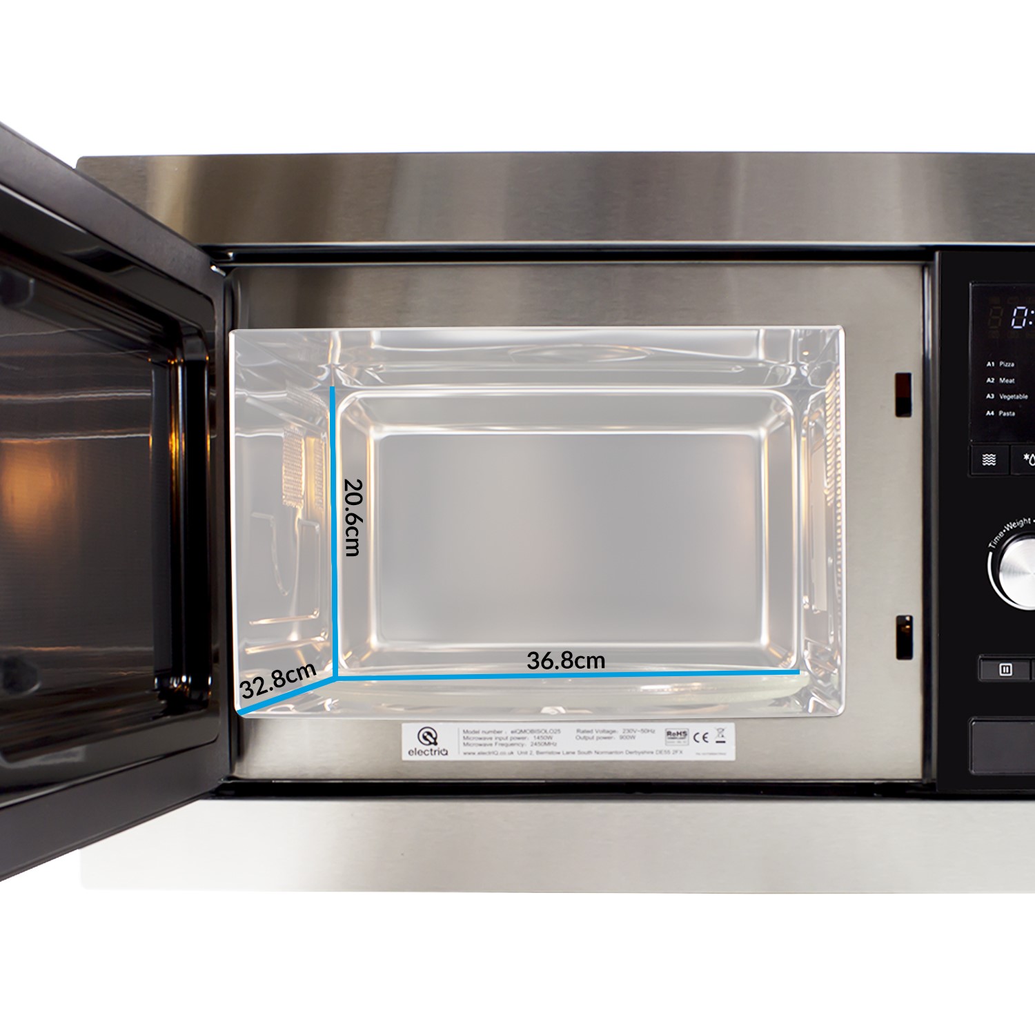 electriQ Stainless Steel 25L Builtin Digital Standard Microwave