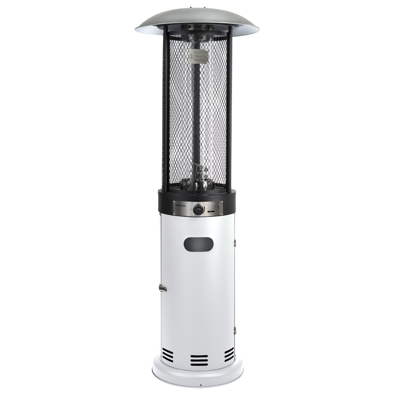 Refurbished electriQ Outdoor Freestanding Gas Patio Heater In White with Free Cover