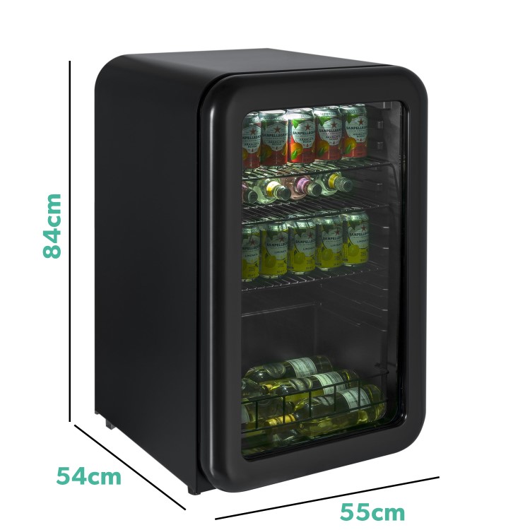 electriQ 115 Litre Retro Drinks Fridge - Matt Black