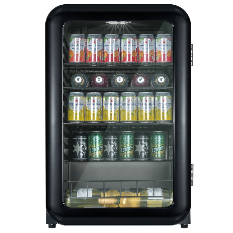 electriQ 115 Litre Retro Drinks Fridge - Matt Black