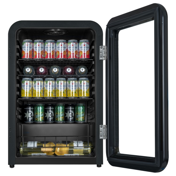 electriQ 115 Litre Retro Drinks Fridge - Matt Black