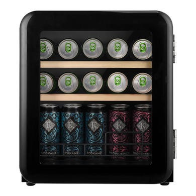 electriQ 48 Litre Retro Drinks Fridge - Glossy Black