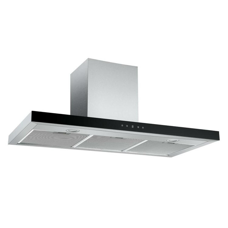 GRADE A1 - electriQ 100cm Slimline Box Touch Control Chimney Cooker Hood - Black Glass Front-