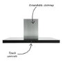 GRADE A1 - electriQ 100cm Slimline Box Touch Control Chimney Cooker Hood - Black Glass Front-