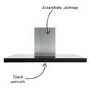 Refurbished electriQ eiQSLIM100TOUCH 100cm Slimline Box Touch Control Chimney Cooker Hood Black Glass Front