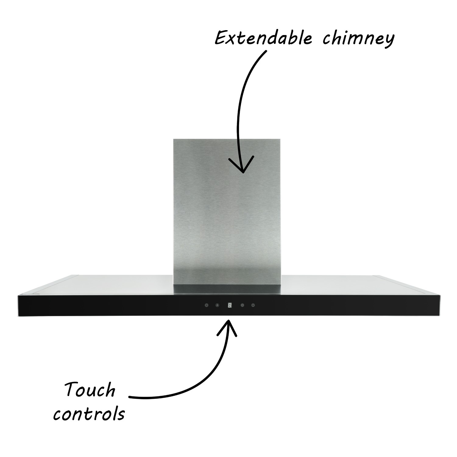Electriq 100cm Touch Control Wall Mounted Chimney Cooker Hood Black Glass Front 5 Year Warranty
