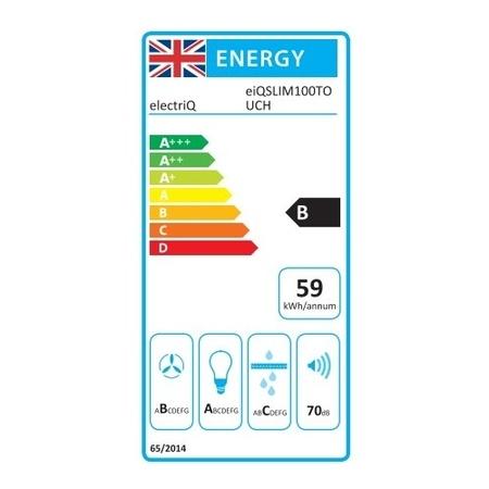 electriQ 100cm Slimline Chimney Cooker Hood - Stainless Steel