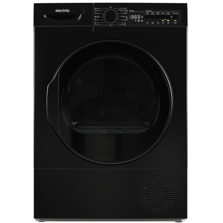 electriQ 12kg Freestanding Heat Pump Tumble Dryer - Black