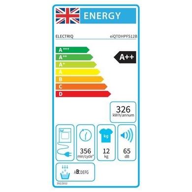 electriQ 12kg Freestanding Heat Pump Tumble Dryer - Black