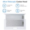 GRADE A1 - electriQ 60cm Telescopic Canopy Cooker Hood with LED lights - White