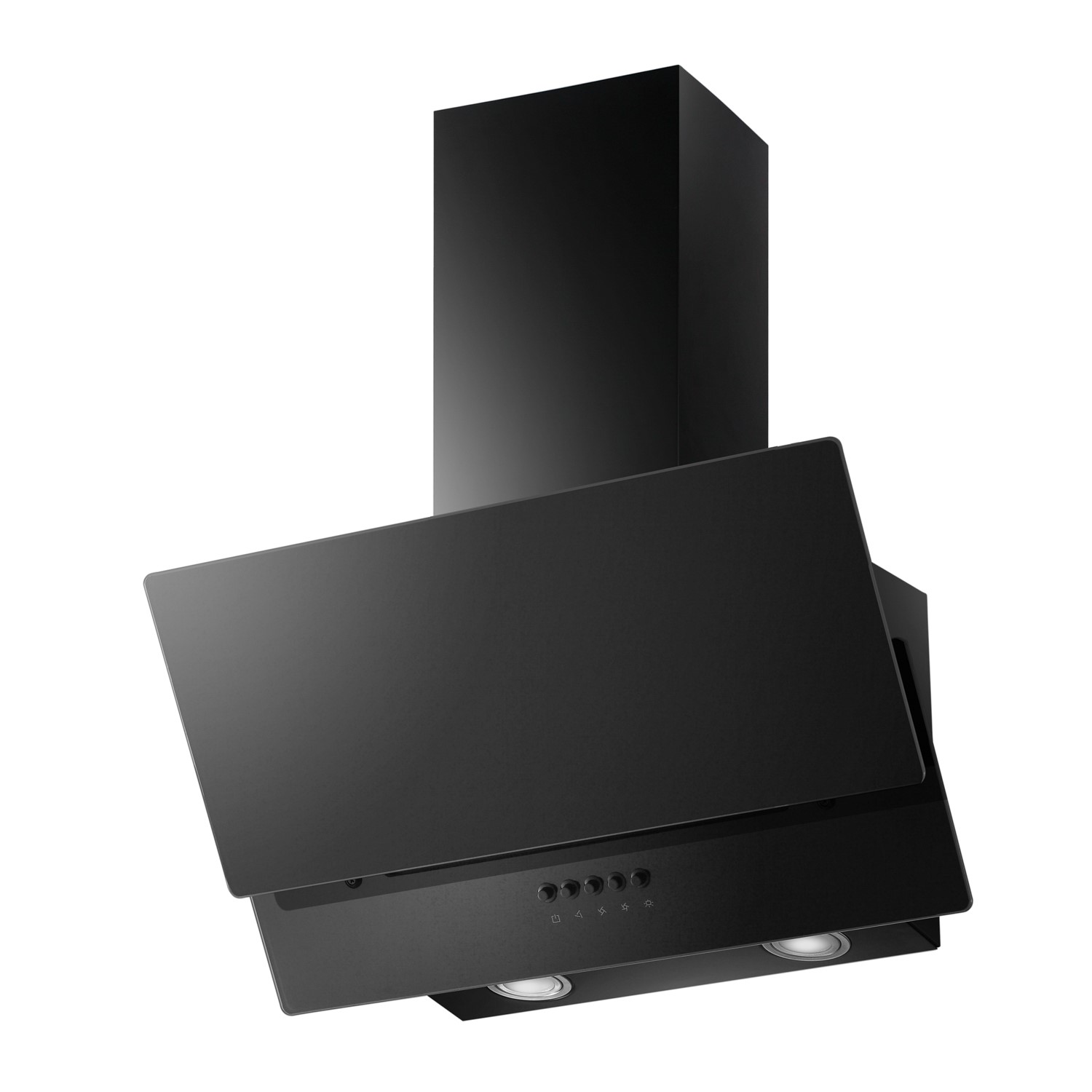 electriQ 60cm Sloping Black Glass Style Chimney Cooker Hood