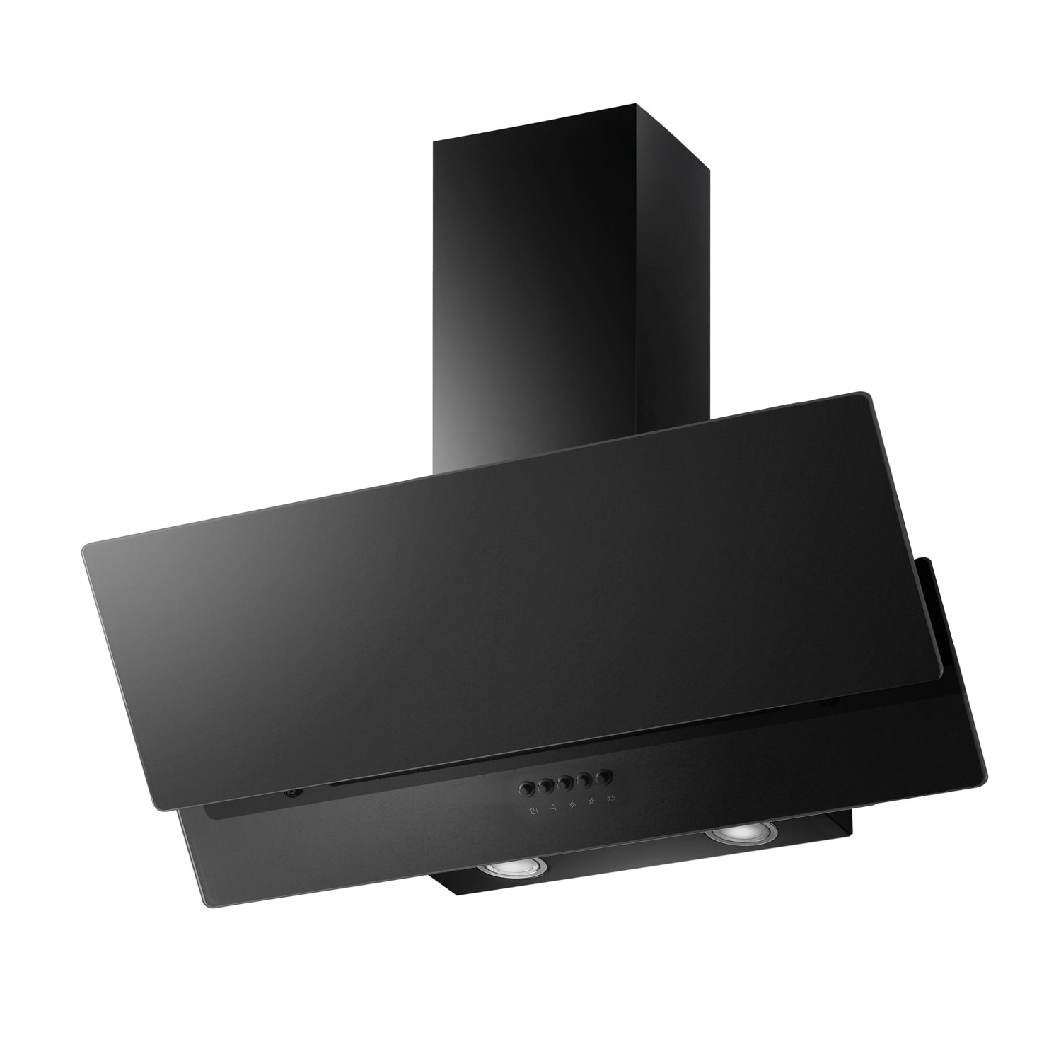 electriQ 90cm Sloping Black Glass Chimney Cooker Hood